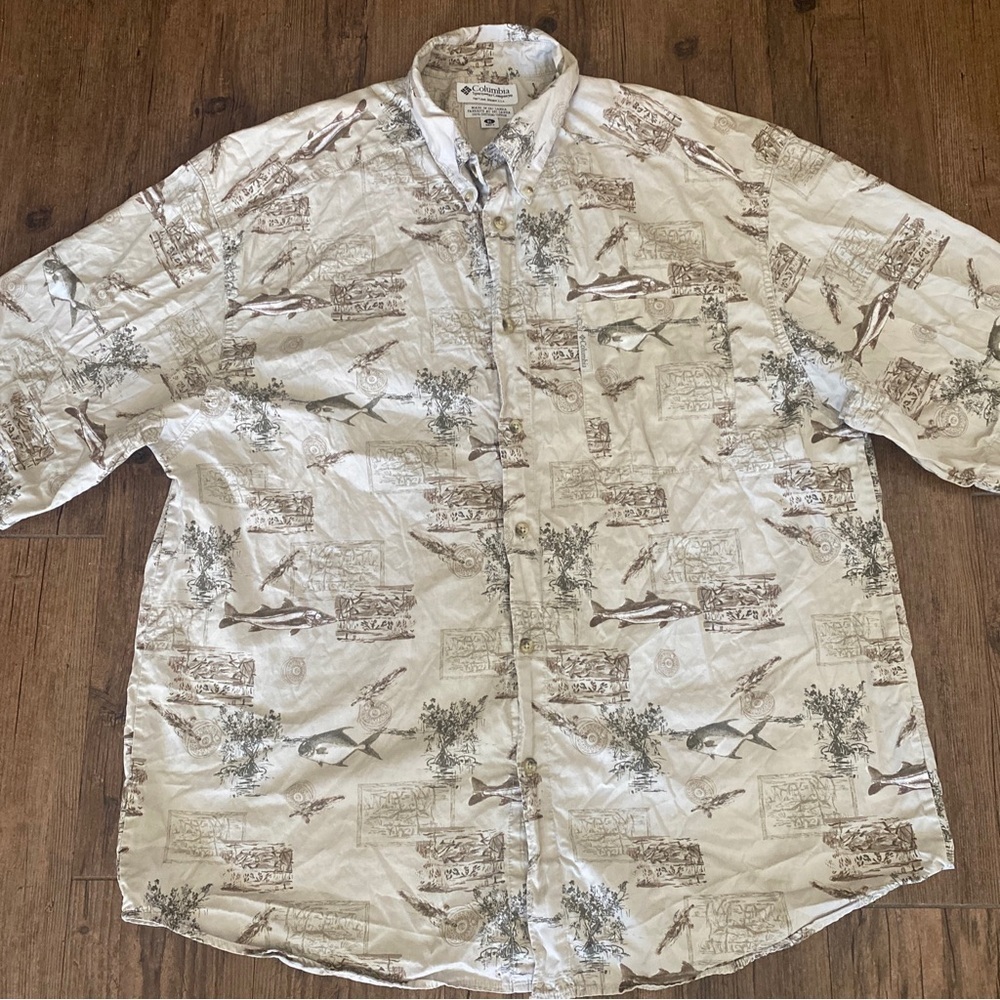 Columbia Beige Patterned Shirt XL